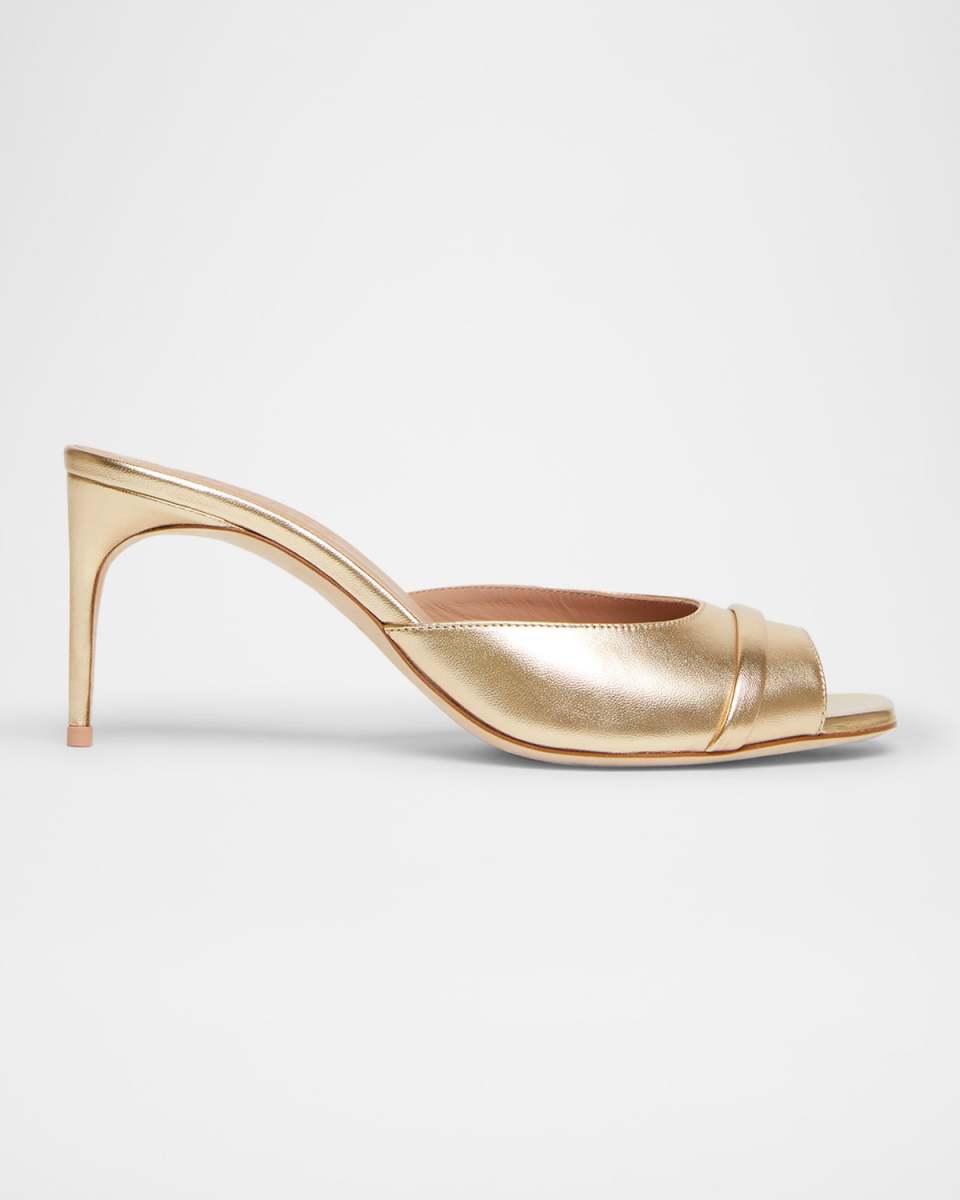 Metallic Nappa Leather Stiletto Mule Sandals